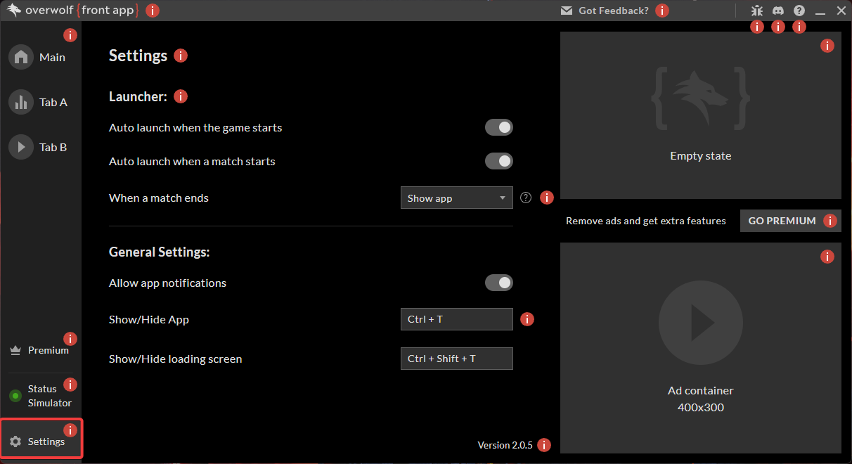 App settings