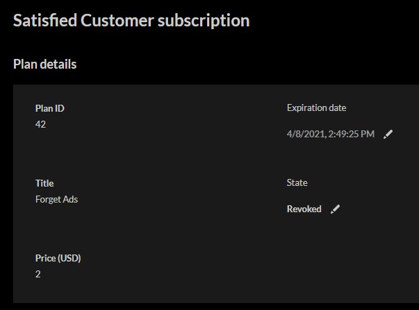 Edit Subscription Details